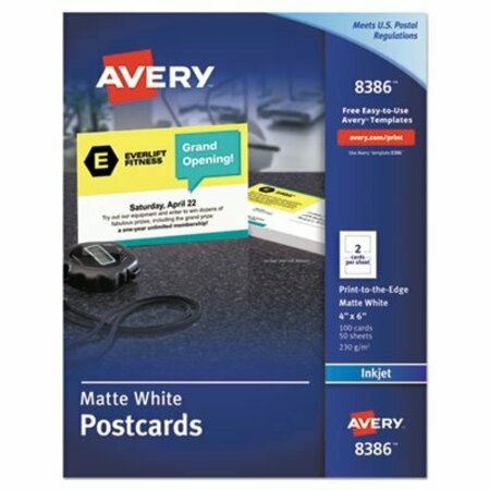 AVERY DENNISON Avery, Postcards, Inkjet, 4 X 6, 2 Cards/sheet, White, 100PK 8386